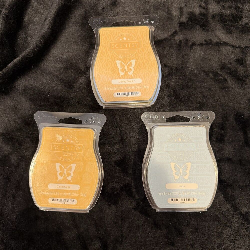 Scentsy 3x Wax Bars Bundle Skinny Dippin- Camu Camu- Luna 3.2oz Each New
